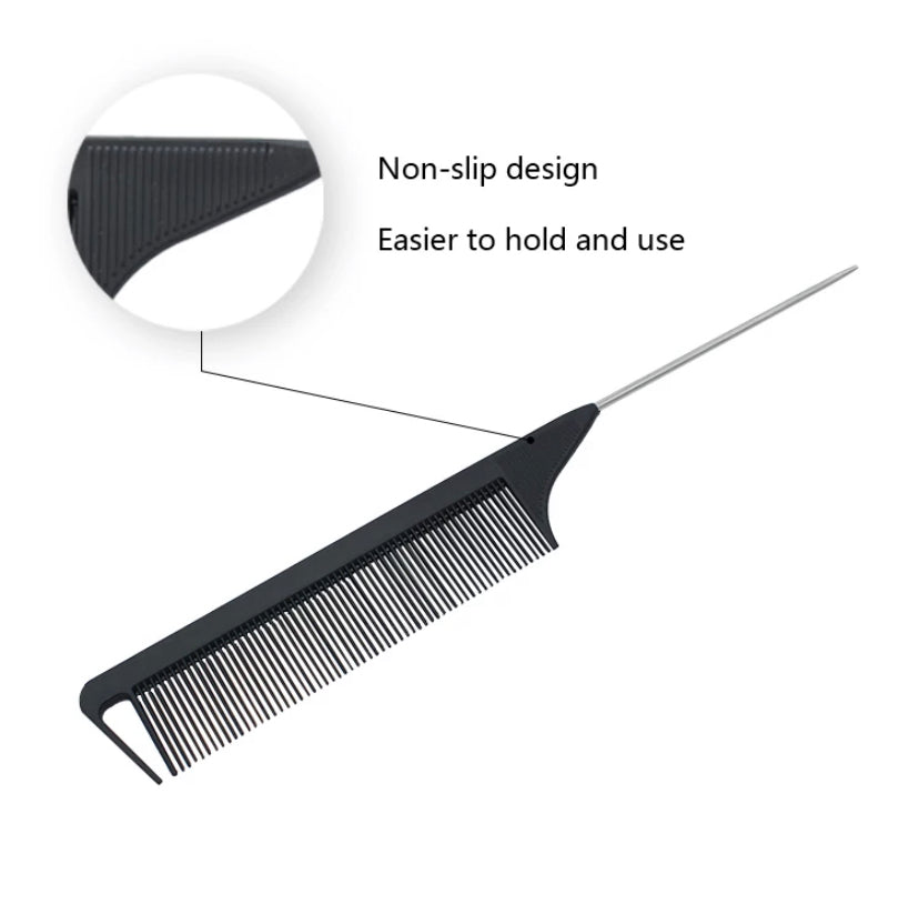 Black Fine-tooth Metal Pin Hairdressing Hair Styles Rat Tail Comb Salon UK