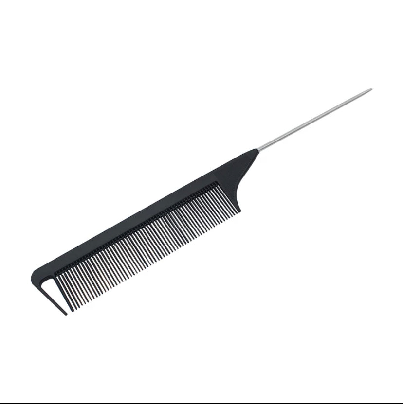 Black Fine-tooth Metal Pin Hairdressing Hair Styles Rat Tail Comb Salon UK